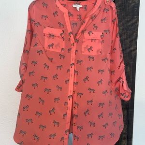 0x charter club Pink zebra blouse